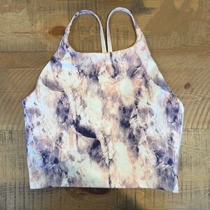 Old Navy Active Powersoft Marble Print Cropped Tank Top Bra Medium Purple Pink
